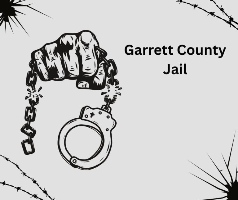 Garrett County Jail illustration showing a hand breaking chains with handcuffs symbolizing arrest and incarceration concept