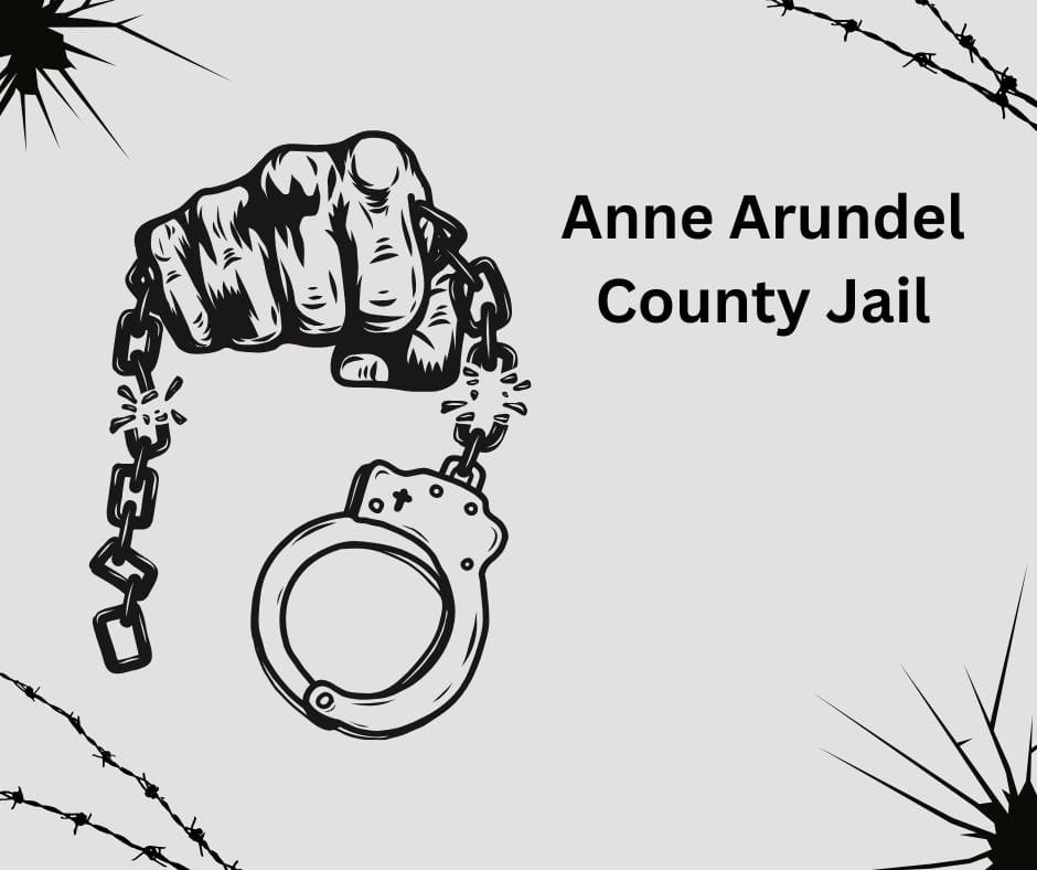 Illustration of a clenched fist breaking free from handcuffs with the text "Anne Arundel County Jail