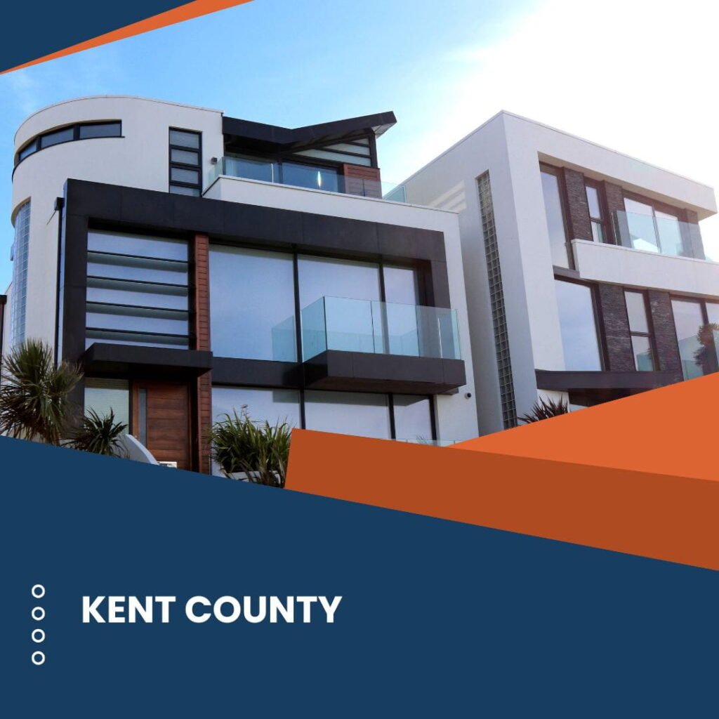 Modern luxury house design in Kent County with stylish architecture and glass balcony