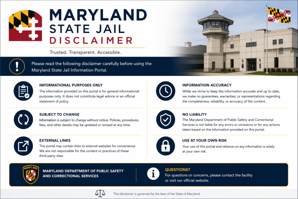 Maryland State Jail Disclaimer